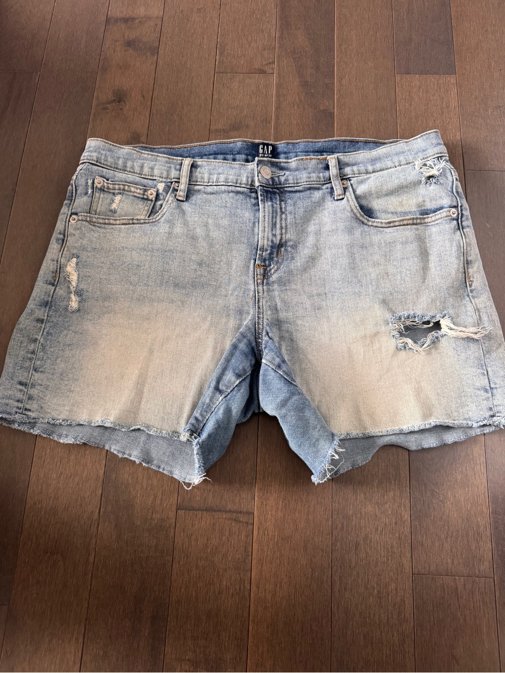 GAP Light Wash Distressed Denim Shorts